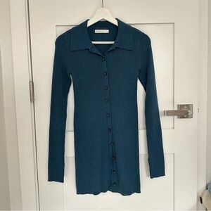 OAK + FORT Blue Ribbed Knit top